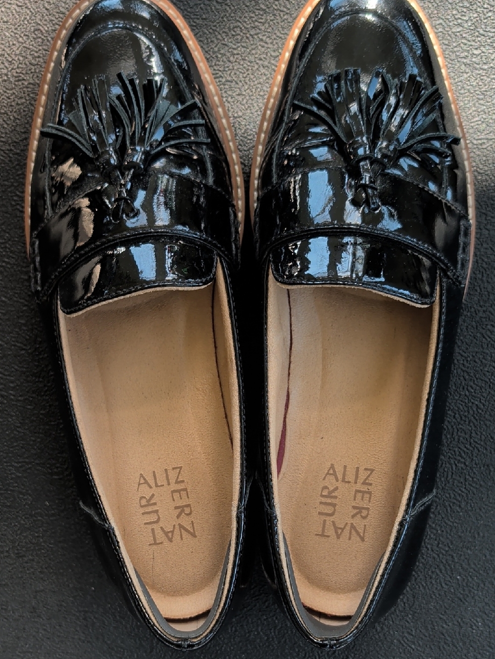 Naturalizer Black Patent Tassel Loafers for Women